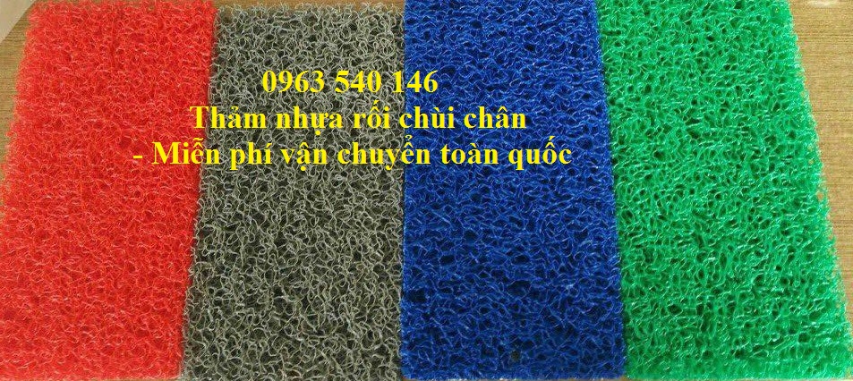 Thảm chùi chân nhựa sợi rối chất liệu như thảm welcom. Kích thước 1,2m x 18m ( Xanh lá, xanh dương, đỏ, ghi xám ) đáp ứng được tất cả các không gian từ nhở đến lớn.