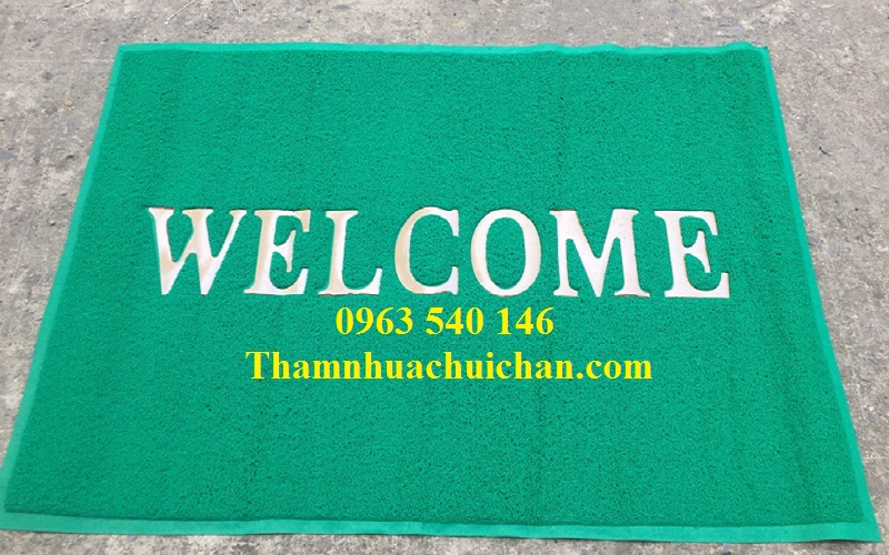 Thảm chùi chân welcom màu xánh lá rất bền, bán giá rẻ nhất tại Hà Nội.